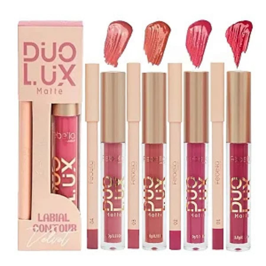 Kit Batom Líquido e Lápis de Contorno Labial Duo Lux Matte Febella