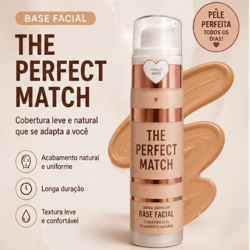 Base Liquida pink 21 longa duração THE PERFECT MATCH OIL FREE