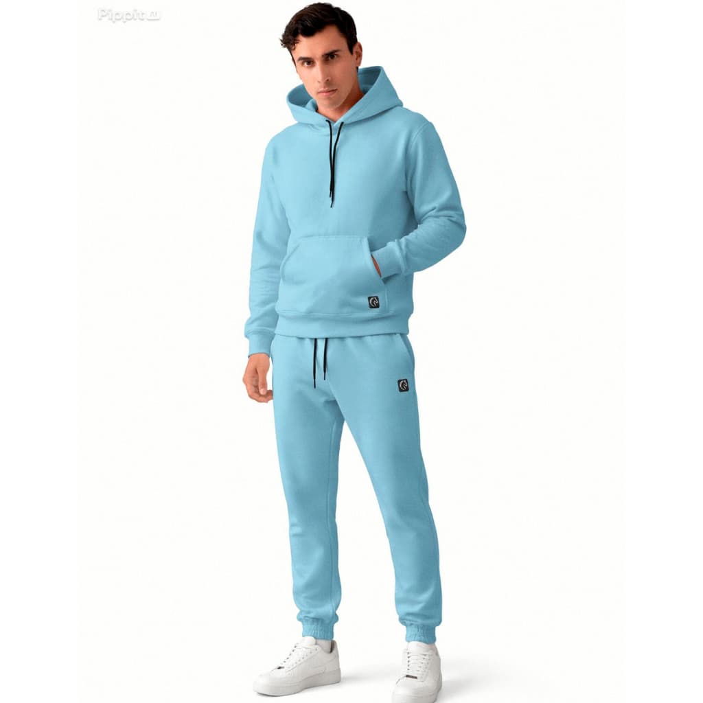 Conjunto Moletom Masculino Flanelado Canguru com Capuz + Calça Moletom Básica Inverno W2