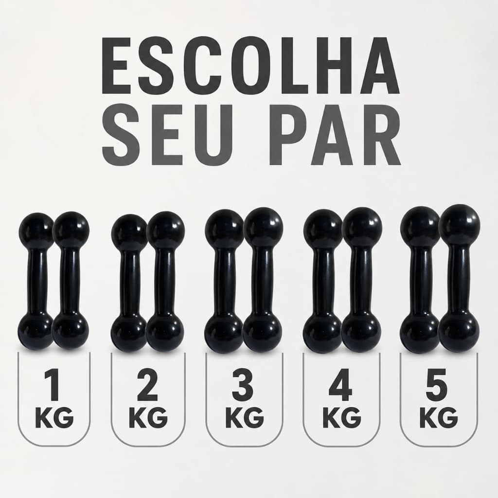 Par de Halteres Emborrachados Bola 1kg a 5kg Peso P/ Academia Musculação