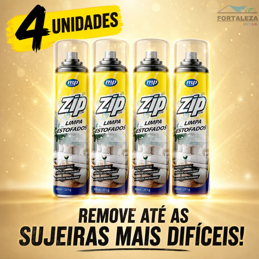Kit Espuma Zip Limpa Estofados 300ml Sofá Carpete Banco Carro Cadeira Colchão Limpeza a Seco Profissional Higienizador