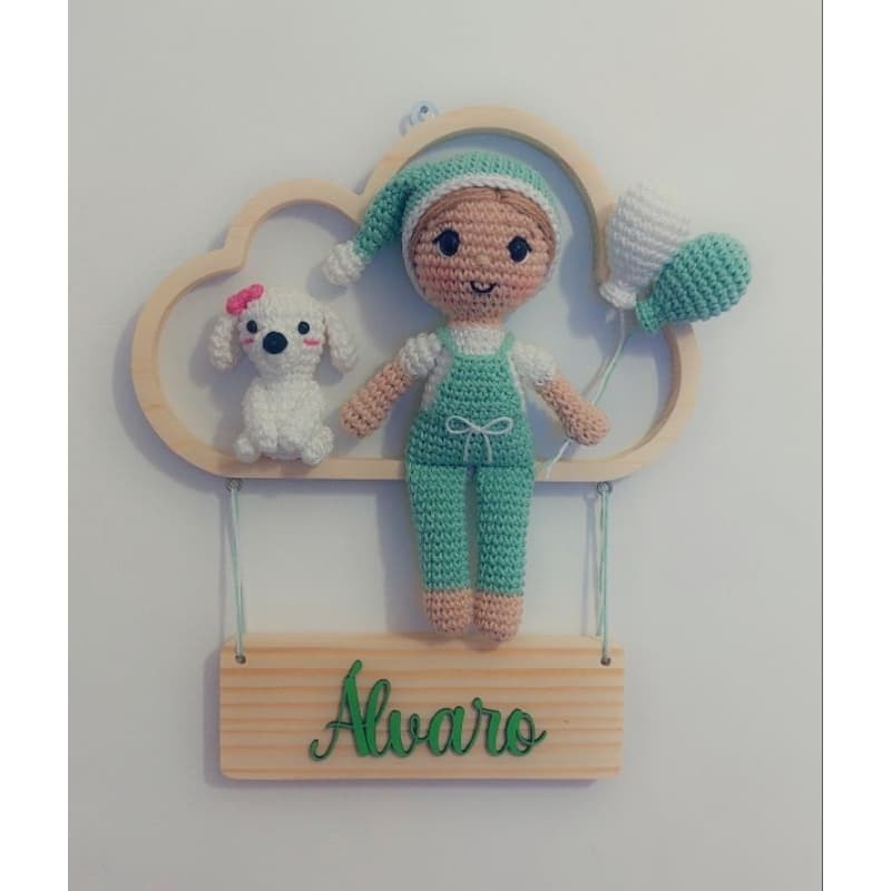 Boneco amigurumi porta maternidade - Kit porta maternidade - Boneco de Crochê - Decoração quarto ou festa