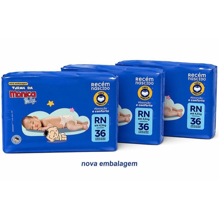 kit 3ptes Fralda RN Turma da Mônica 36un cada AB.2