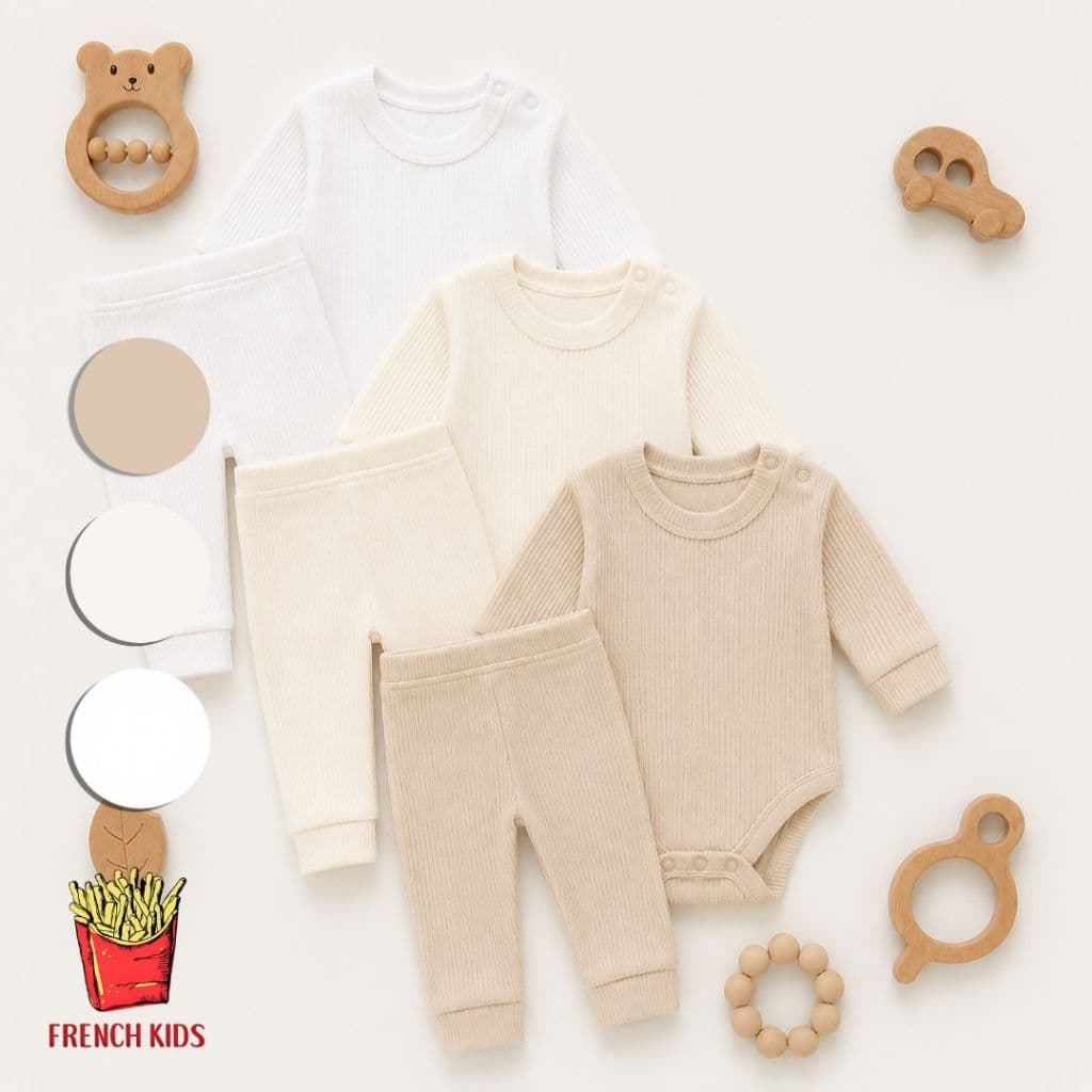Kit com 6 peças de roupa de bebê. Body básico enxoval 1ano, 9meses, 6meses, 3meses, recém nascido