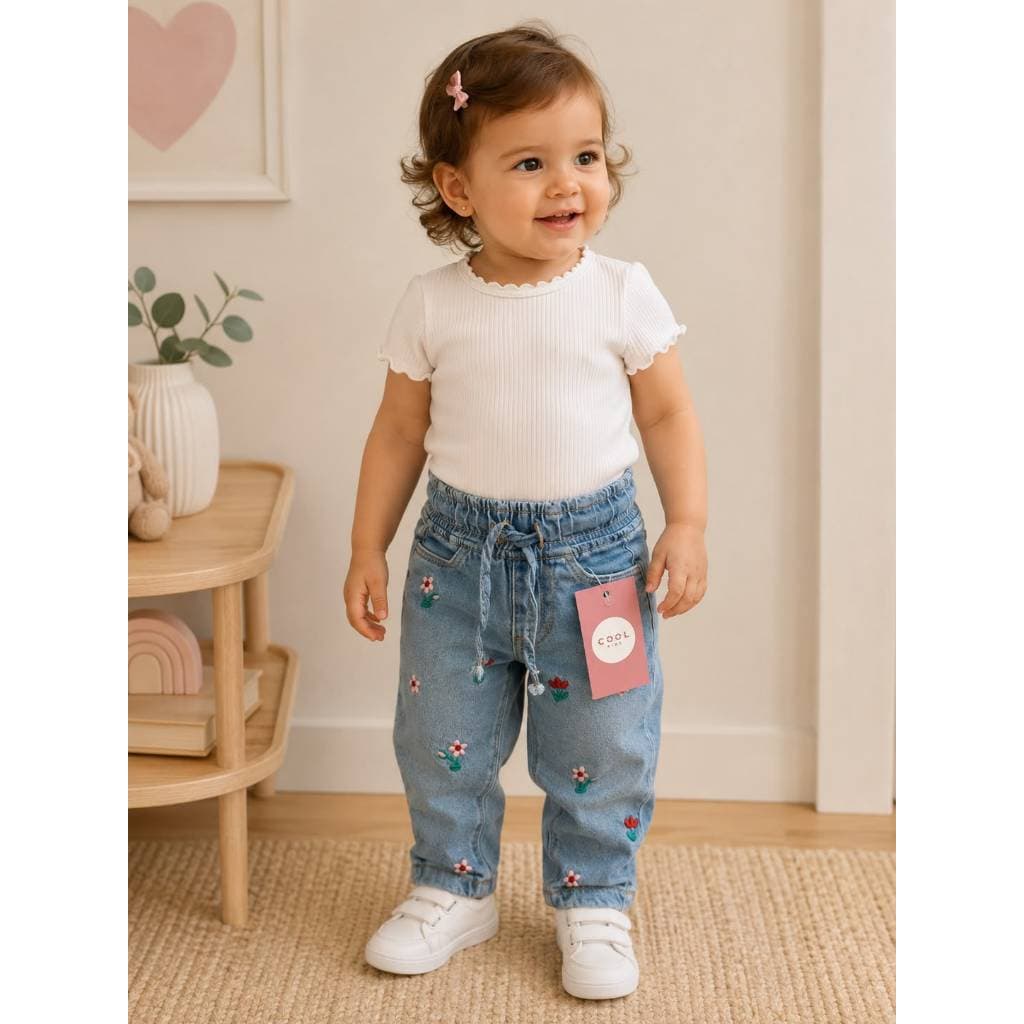 Calça Jeans Feminina Infantil menina bebê elastano regulagem TAM 1 2 e 3Anos