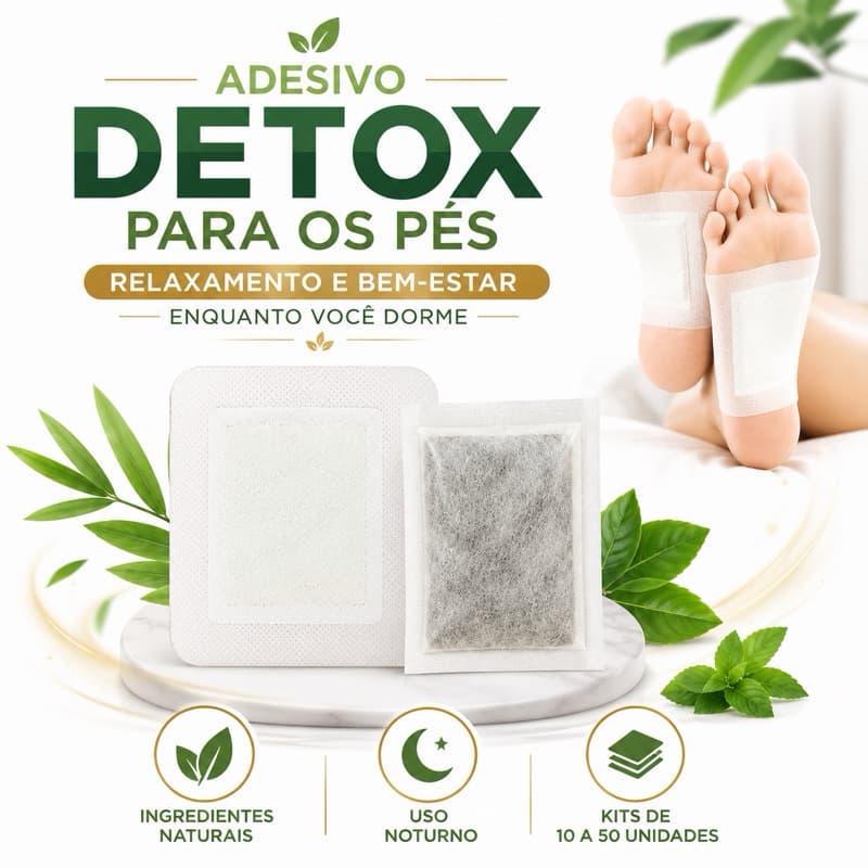 Adesivo Detox Para os Pés Kit 10 a 50 Foot Patch Natural Relaxamento Bem Estar Uso Noturno Pés Cansa