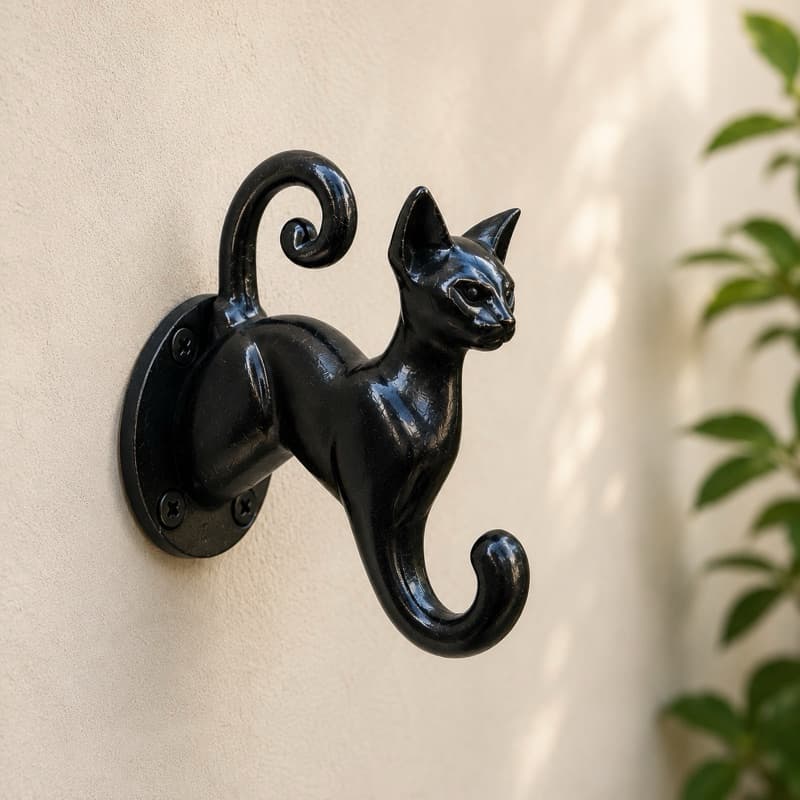 Gancho de Parede Gato Decorativo Porta Toalha Cabideiro Organizador Multiuso Banheiro Cozinha