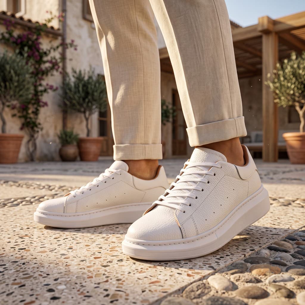 Tênis Casual Masculino Em Couro Legítimo Confortável Sapato Sapatênis Calçado Urbano Masculinos Top