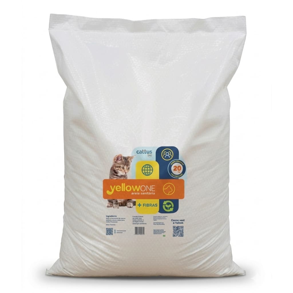 Areia Sanitária Yellow One Grande 20kg Milho Mandioca GatosAreia Sanitária Yellow One Grande 20kg Milho Mandioca Gatos A