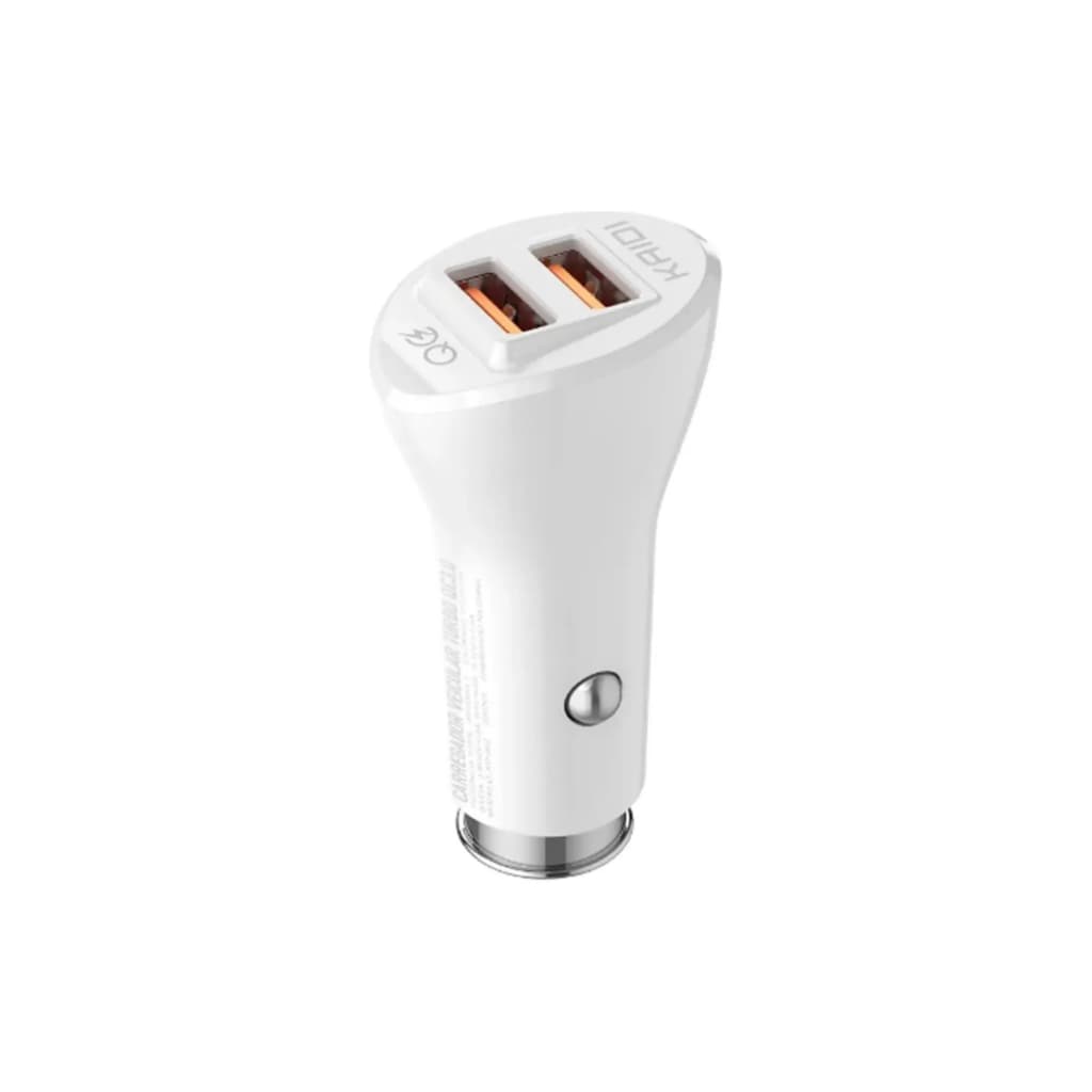 Carregador Veicular Turbo 36W 2 USB-A Branco 12V-24V
