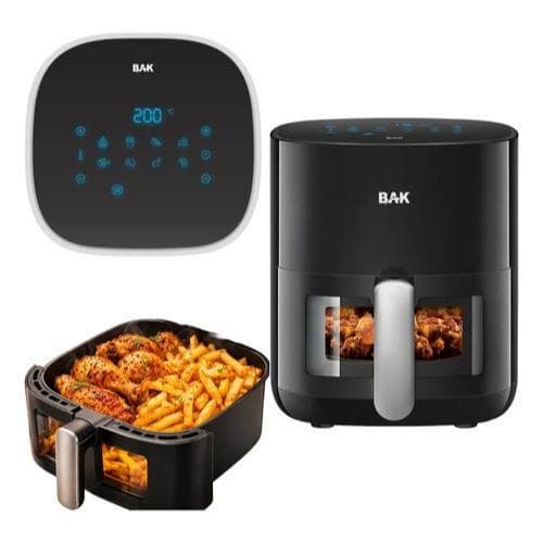 Air Fryer Touch Fritadeira Family 5,5l Bak 1500w Sem Óleo Painel Digital Inteligente Frita Assa Grande Preta Premium