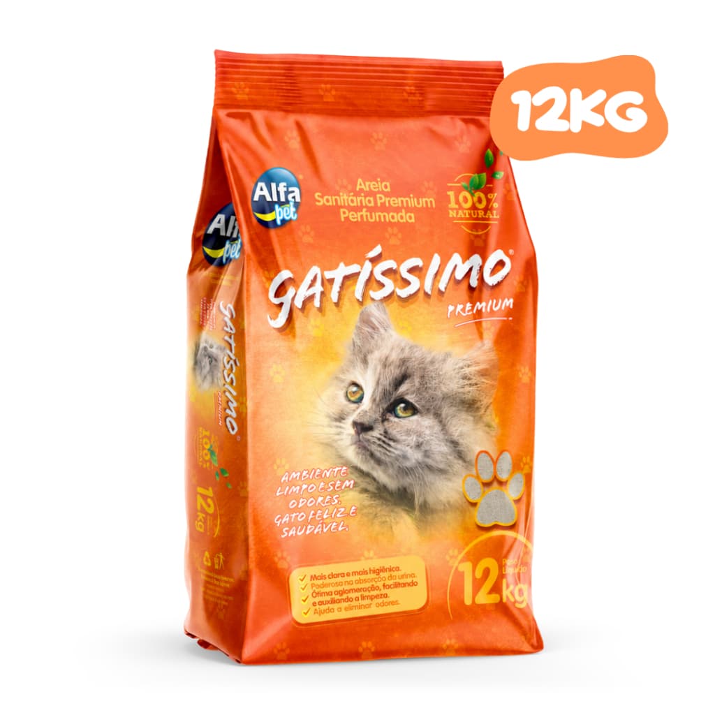 Areia Sanitária Higiênica para Gatos Gatissimo Premium Perfumada Argila 100% Natural Alta Absorção