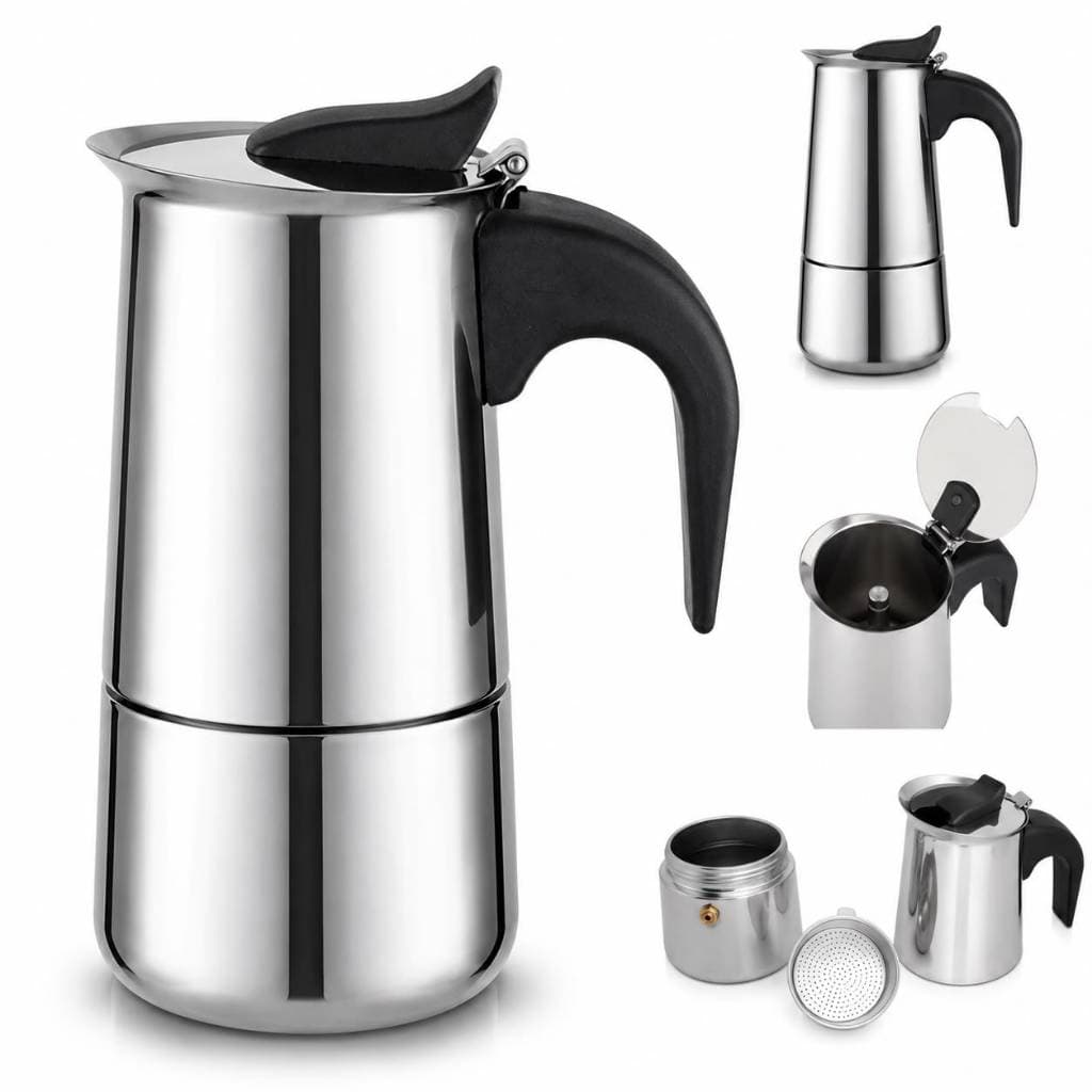 Cafeteira Automática Italiana Premium Inox 4 ou 6 Xícaras Café Expresso.