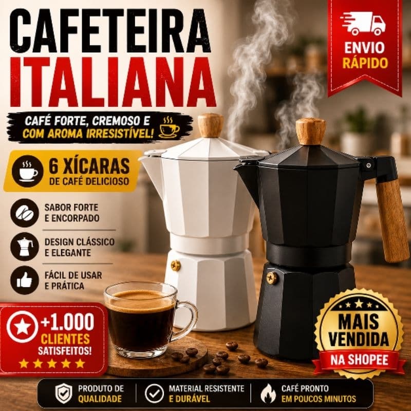 Cafeteira Italiana Milano Espresso Lux 300ml 6 Xícaras Moka Café Expresso Fogão | Sortido