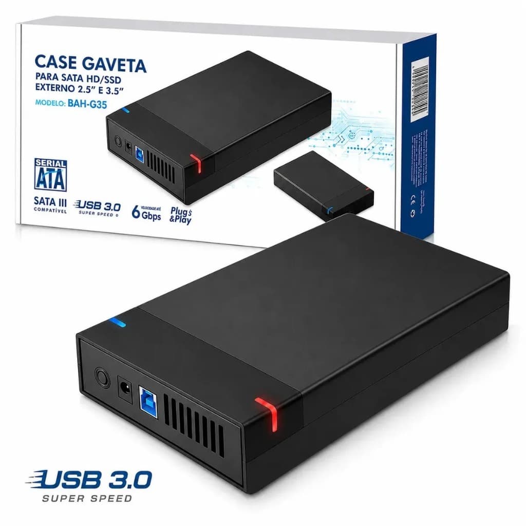 CASE Gaveta para Sata HD/SSD Externo 2.5" E 3.5" - CGHD-G35 Exbom