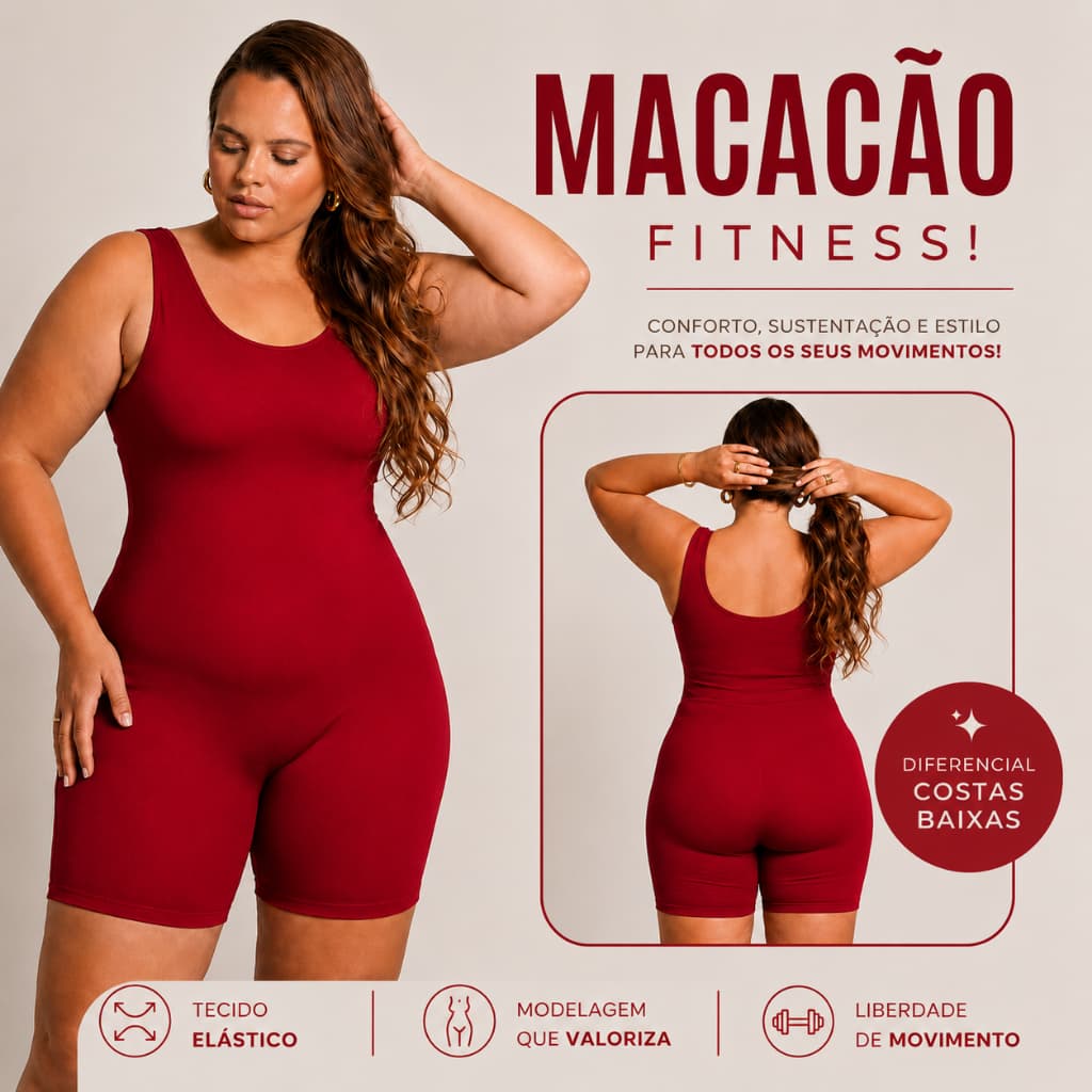Macacão Feminino Plus Size Alça Larga Gola Careca Fitness Suplex Não Marca Zero Transparente