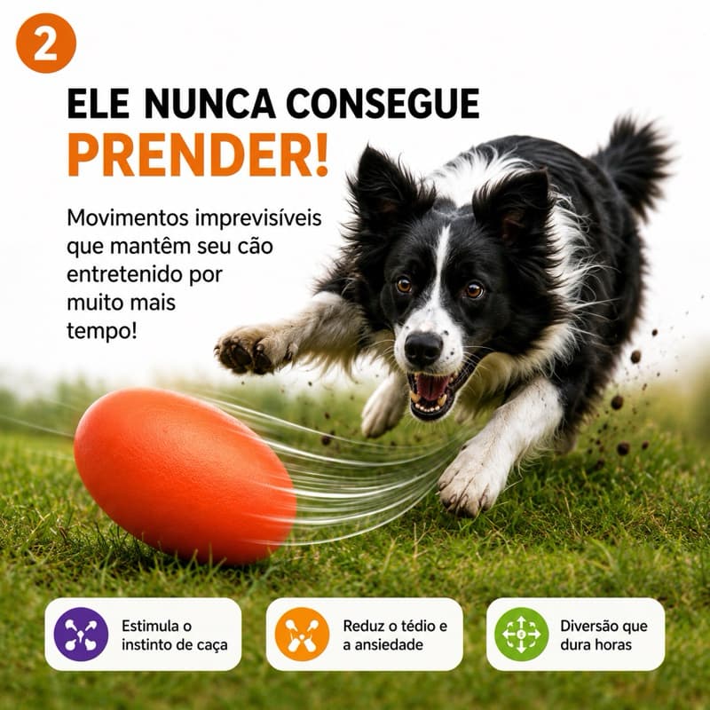 Brinquedo Interativo para Cachorro Ovo Maluco Tamanho G Anti Estresse Resistente Movimento Imprevisível Pet