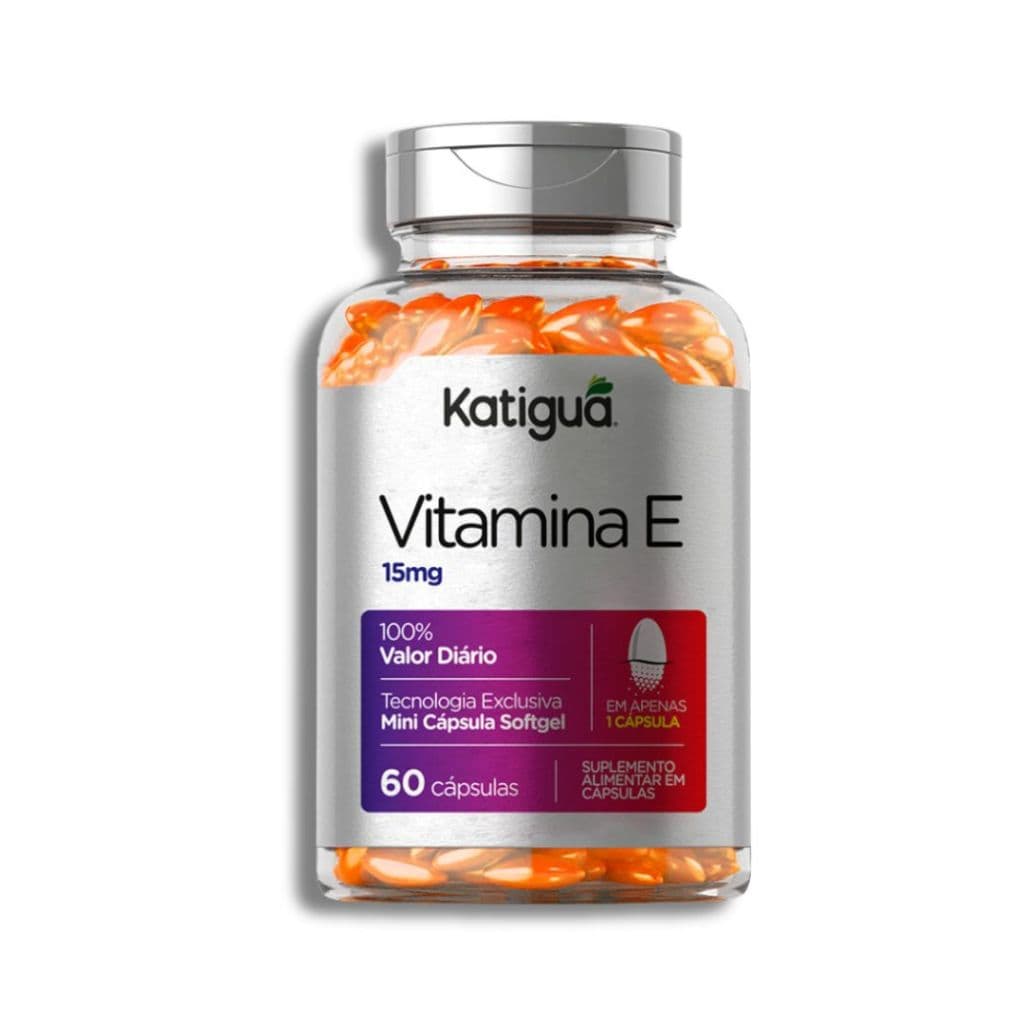 Vitamina E Katiguá 15mg 60 Cápsulas Antioxidante Pele Cabelos Imunidade Vitamina E Original