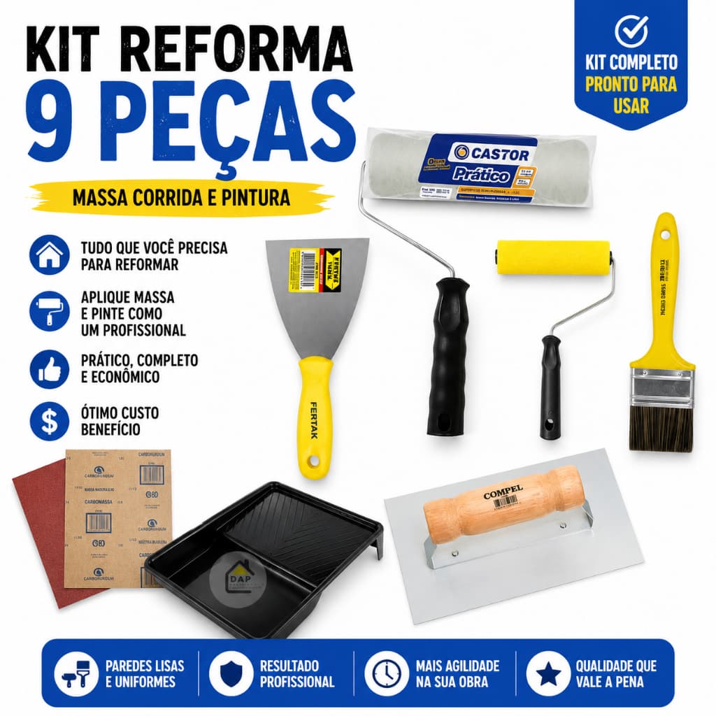 Kit 9 Peças:Pintura Parede Completo Profissional. Ferramentas para pintar parede.Kit pintura pared9