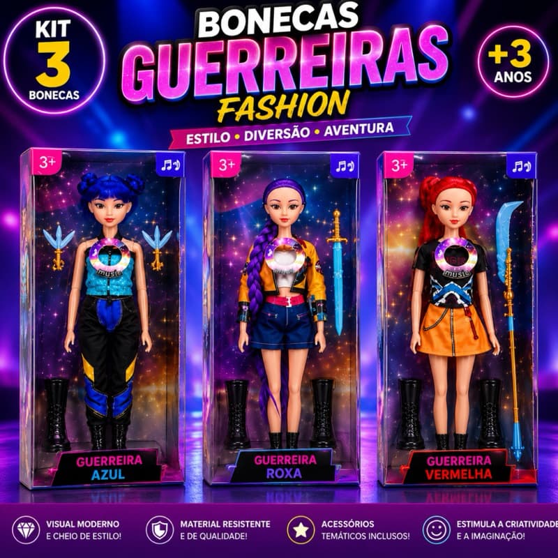 Boneca Guerreiras KPop Demon Hunters Articulada Musical 32cm
