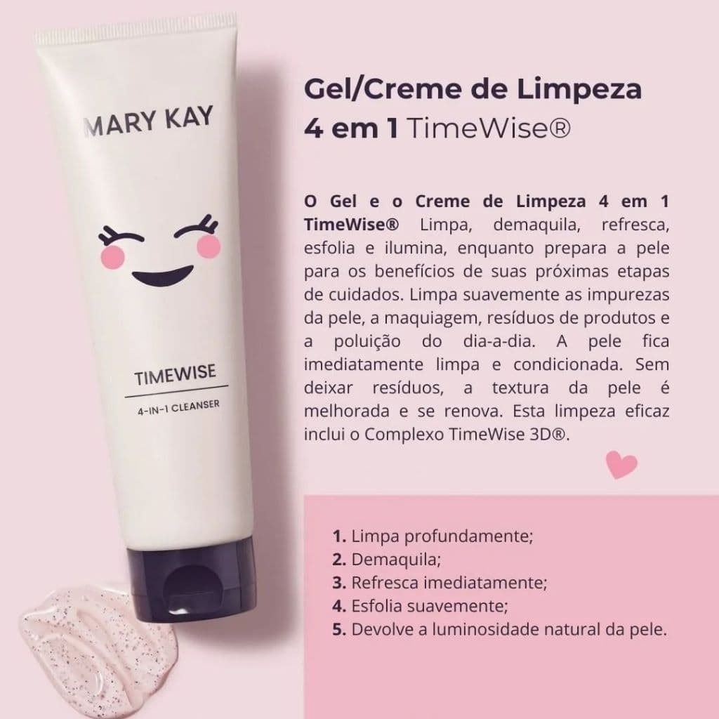Gel de Limpeza 4 em 1 TimeWise (anti-idade, manchas, pele mista ou oleosa)
