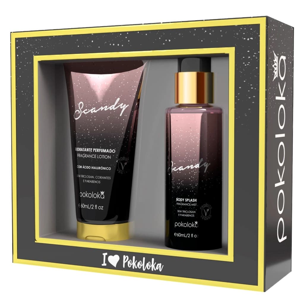 Kit Scandy (Body Splash 60ml + Hidratante 60ml) Pokoloka - "Na Caixa" creme spray corporal perfumado feminino unissex