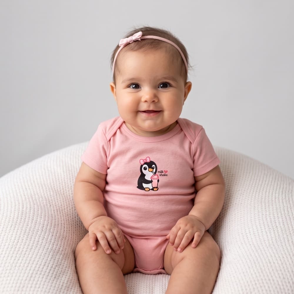 Conjunto Body Bebê Menina Manga Curta 100% Algodão com Tapa-Fralda Recém Nascido aos 2 Anos Promoção