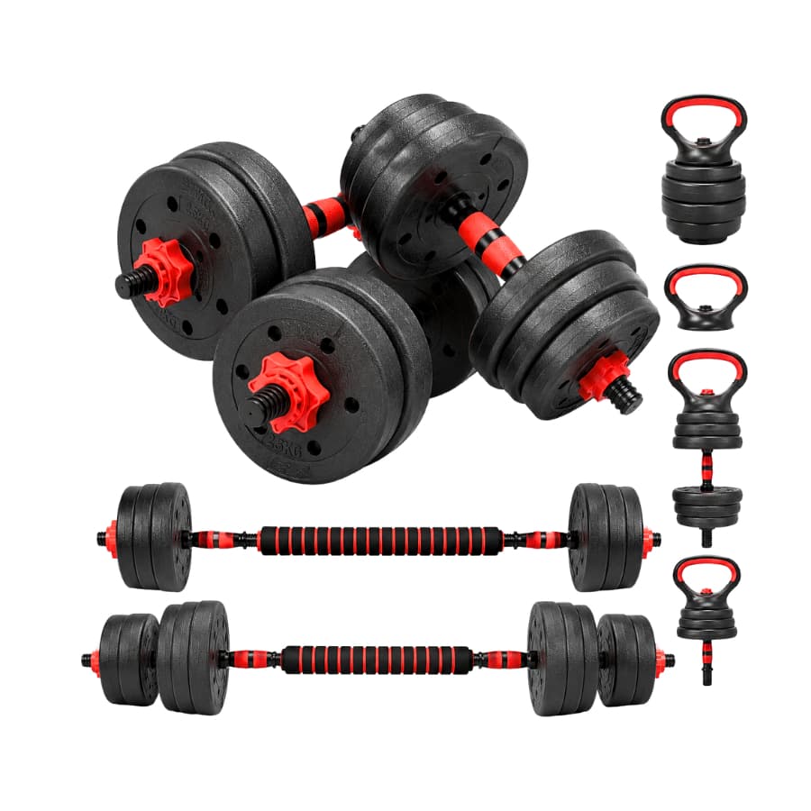 Kit Halteres 6 Em 1 Peso Musculação 40kg Ajustável Kettlebel Treino Esportivo Academia Em Casa Diversas Variações