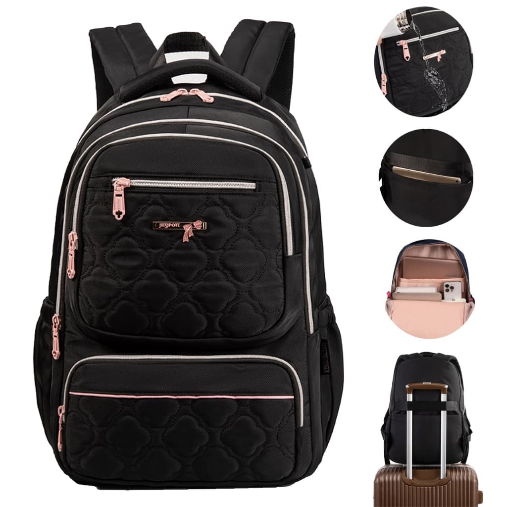 Mochila casual feminina, pode guardar notebook de 15,6 polegadas, com costas acolchoadas para aliviar o peso