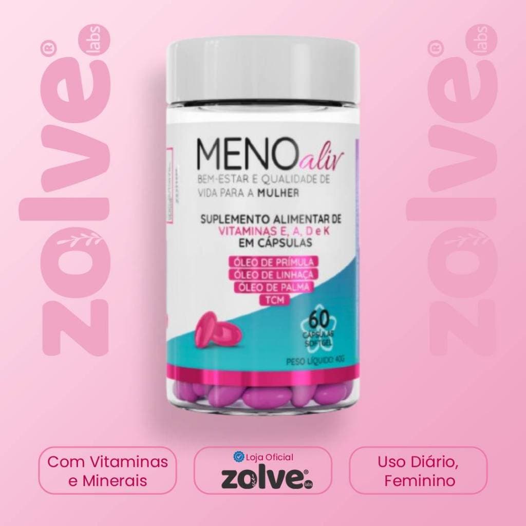 Meno Aliv® - Óleo de Prímula, Linhaça, Palma, Vitamina A D E K, Suporte Hormonal Alívio da Menopausa