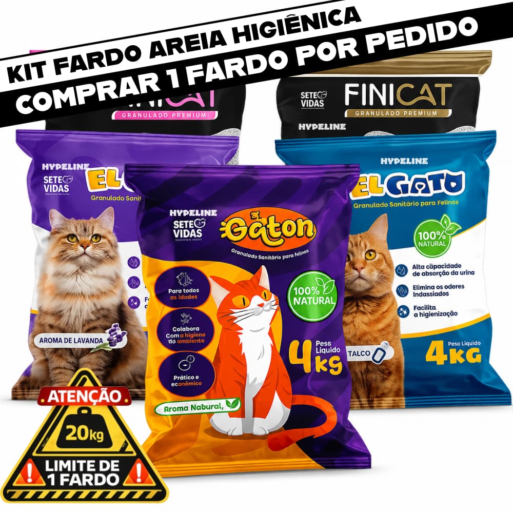 Kit Pacotes de Areia Sanitária Antiodor Tira Cheiro Argila 100% Natural para Gatos Aroma Tradicional