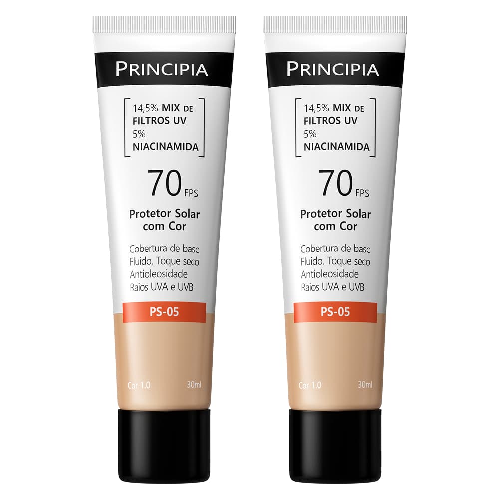 Principia kit com 2 Protetores solares com cor PS-05-escolha seu tom