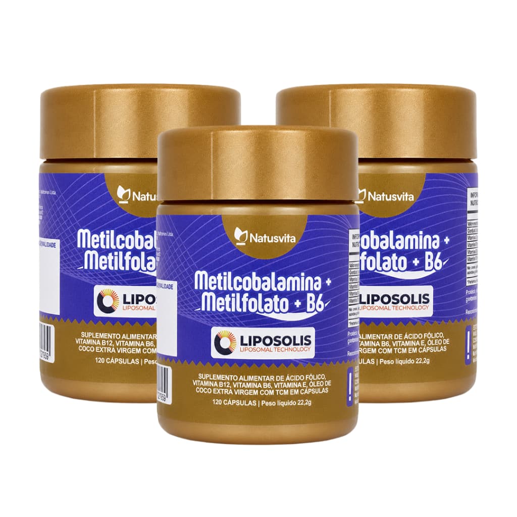 360 cápsulas Metilcobalamina B12 +Metilfolato Ácido Fólico +Vitamina B6 +Vit E +TCM Lipossomal Alta Absorção