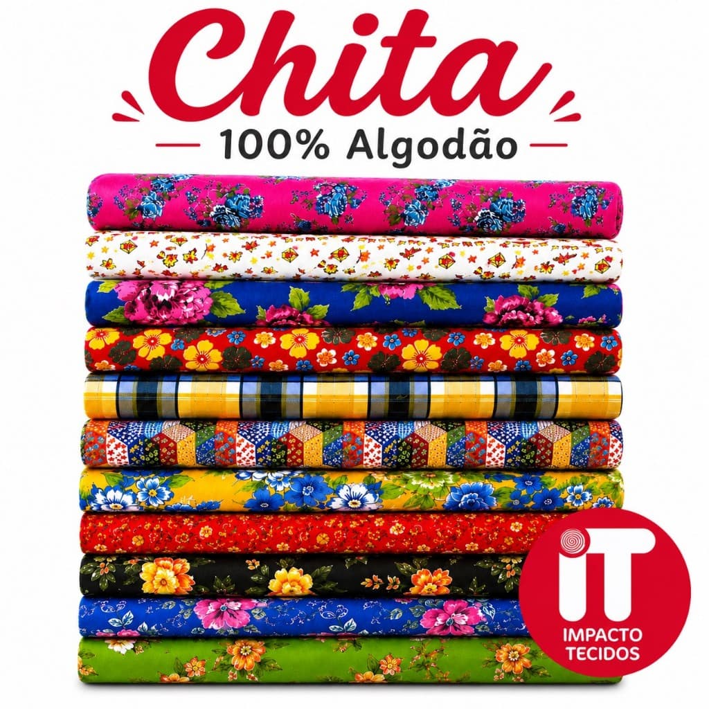 Tecido Chita 100% Algodão Estampado 1m x 1,40m Decoração Festa Artesanato Patchwork