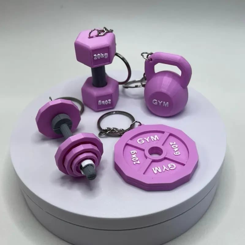 Kit Chaveiros Fitness 3D Academia |Mini Halter, Ketlebell e Anilha | Presente Criativo para Marombeiros