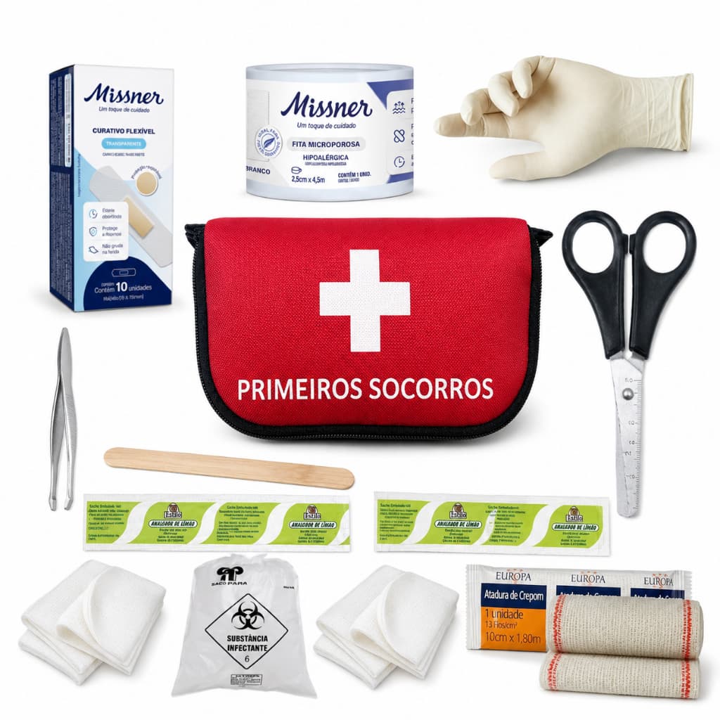 Kit De Primeiros Socorros Básico com Bolsa Portátil
