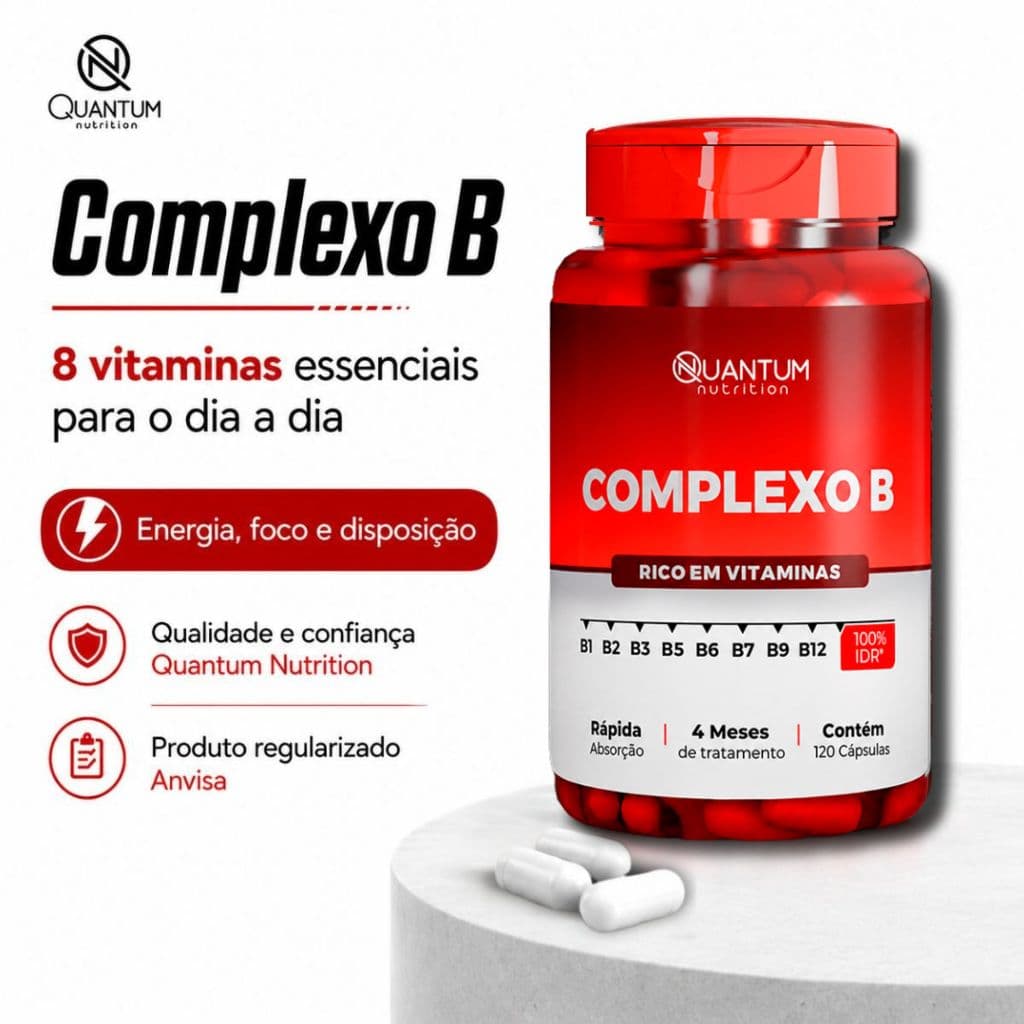Complexo B - Vitaminas B1 B2 B3 B5 B6 B9 B12 Suplemento Alimentar Quantum Nutrition