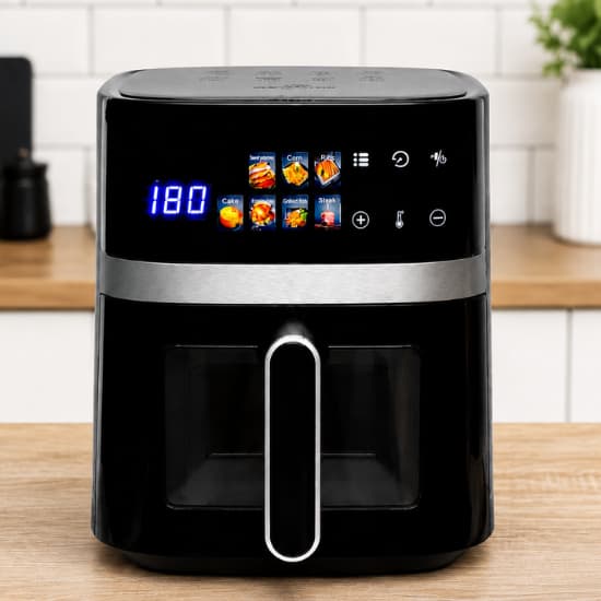 Air Fryer Digital 5,5 Litros 220V Preta ou Branca  Painel Touch e visor Fritadeira Elétrica Sem Óleo