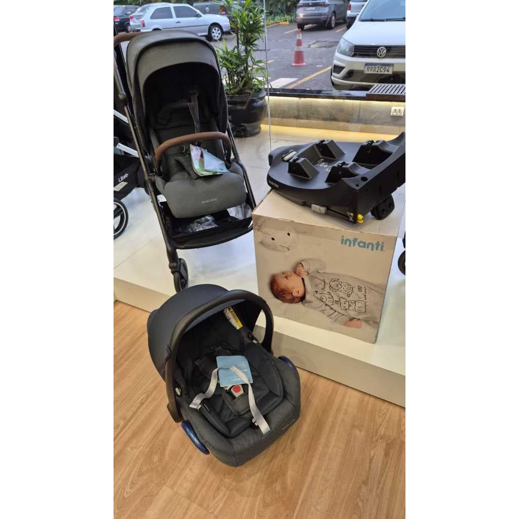 Carrinho Leona² Trio Cabriofix , Bebê Conforto e Base Isofix Twillic Graphite