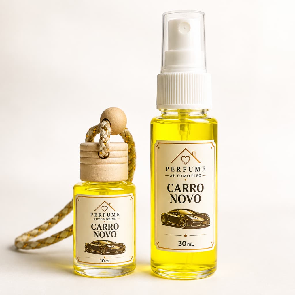 Cheirinho para Carro New Car Carro Novo Kit Pingente 10ml + Spray 30ml Perfume Automotivo