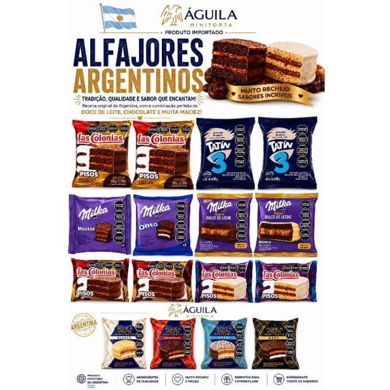 🇦🇷 ALFAJORES ARGENTINOS IMPORTADOS – SABOR AUTÊNTICO DA ARGENTINA! 🇦🇷 Milka,Águila, Las Colónias,Tatin