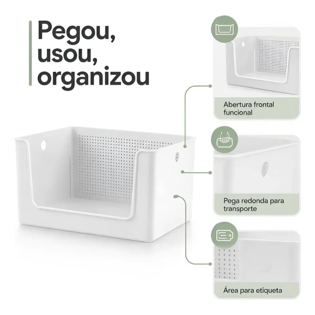 Cesto Organizador 16 Litros Multiuso para Casa Banheiro Quarto e Cozinha