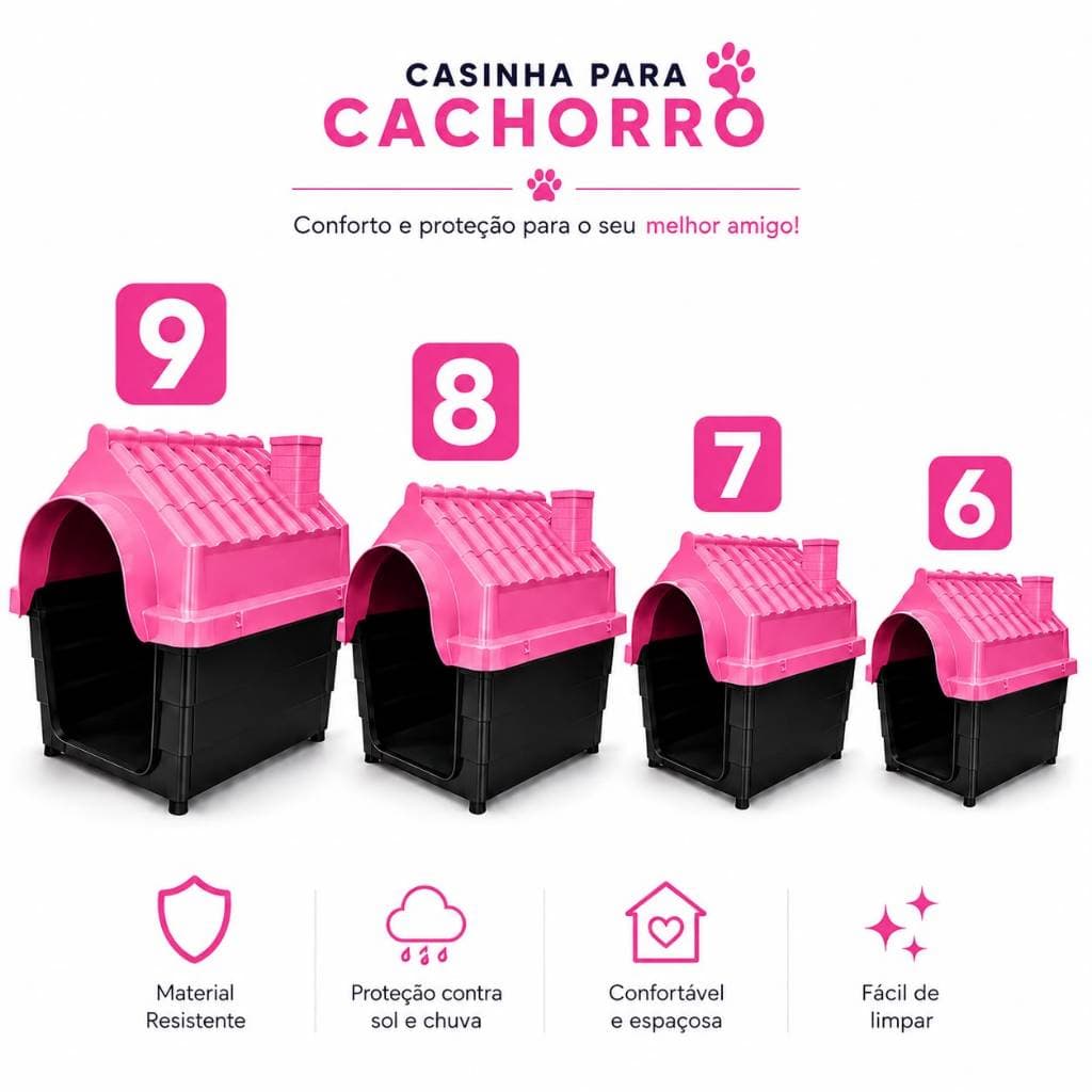 Casinha Cachorro Casa Plástica Porte Grande Médio N9 N8 N7 N6