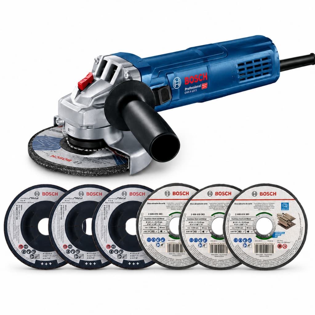 Esmerilhadeira GWS 9-125 S Bosch 900W com 6 Discos