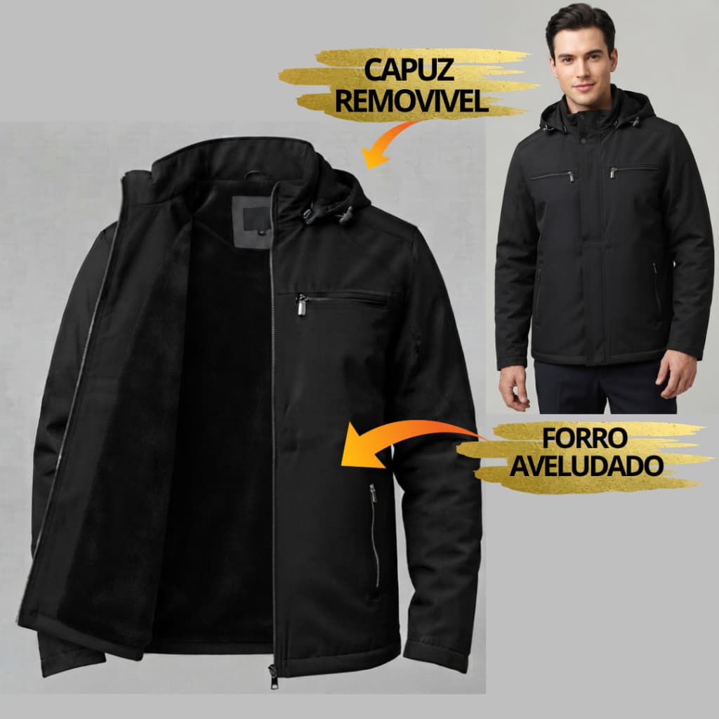 Jaqueta Nylon Forrada Casual Masculina e feminina com Capuz Removivel e Ziper