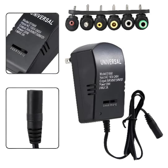 Fonte Carregador Universal 6 Plugues 3v/4.5v/6v/7.5v/9v/12v Bivolt  Notebook Roteador Camera Gamer