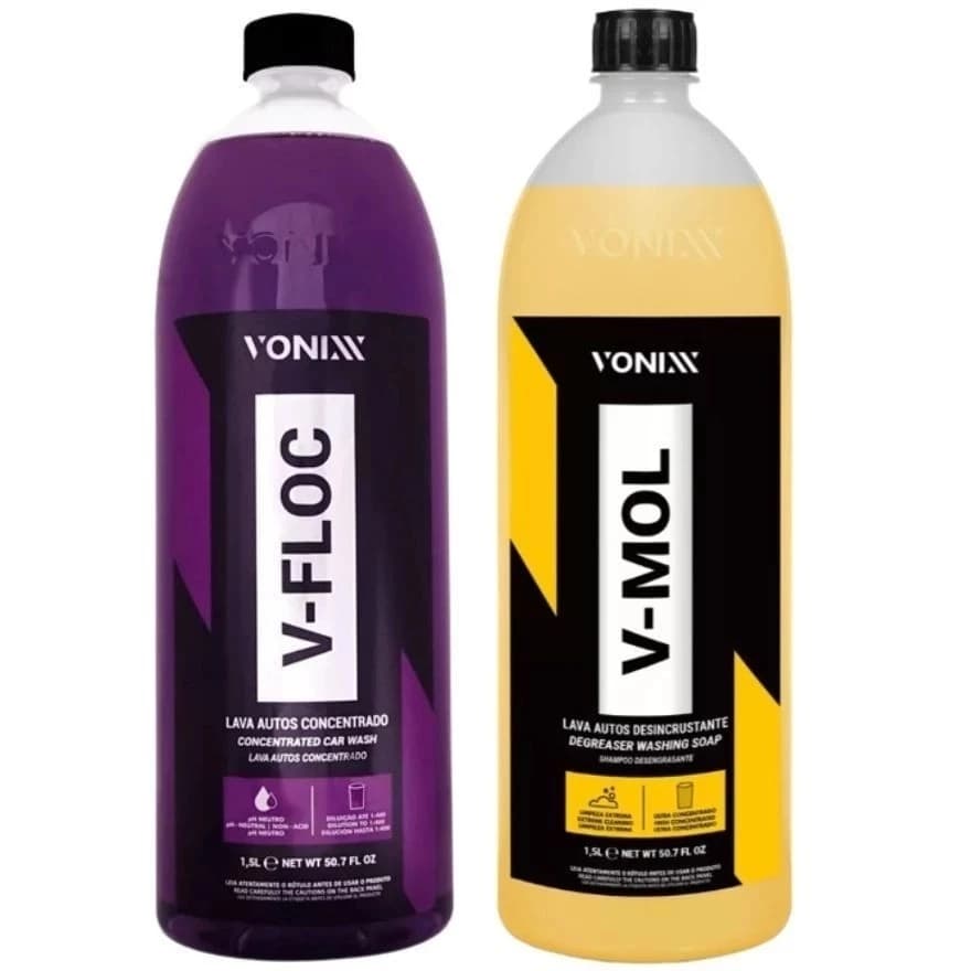 Kit Shampoo Lava moto e carro tira barro V-mol 1,5L Shampoo V-floc 1,5L Vonixx
