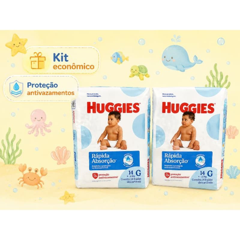 kit fraldas Huggies tamanho G econômico