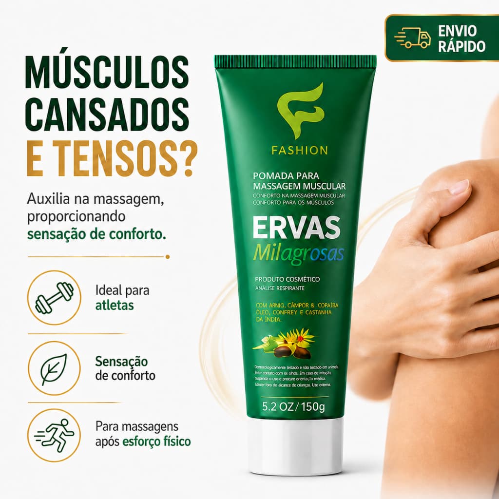 Pomada Massageadora Ervas Milagrosas 150g Fashion Cosméticos Alívio De Dores Musculares