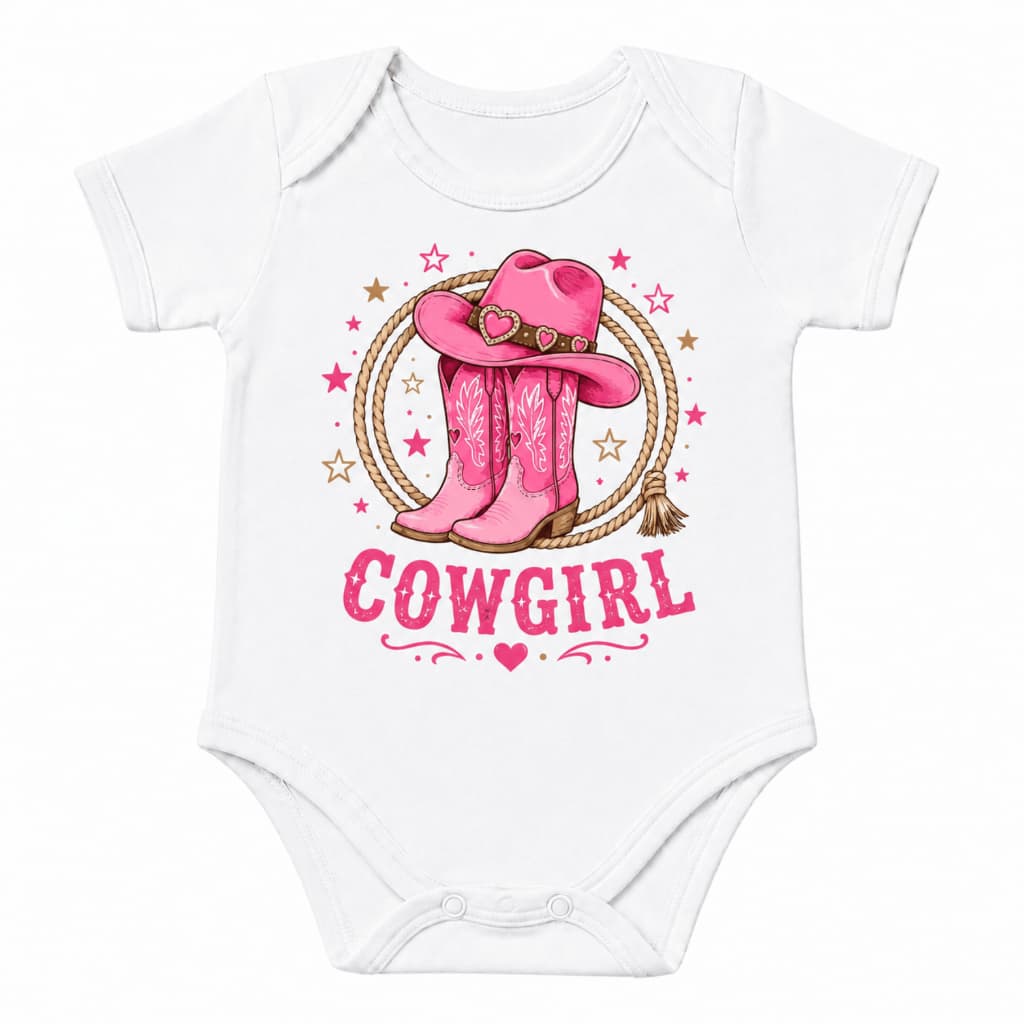 Body Bebê Cowgirl Country Menina 100% Algodão Manga Curta bory macacão roupa de bebe country